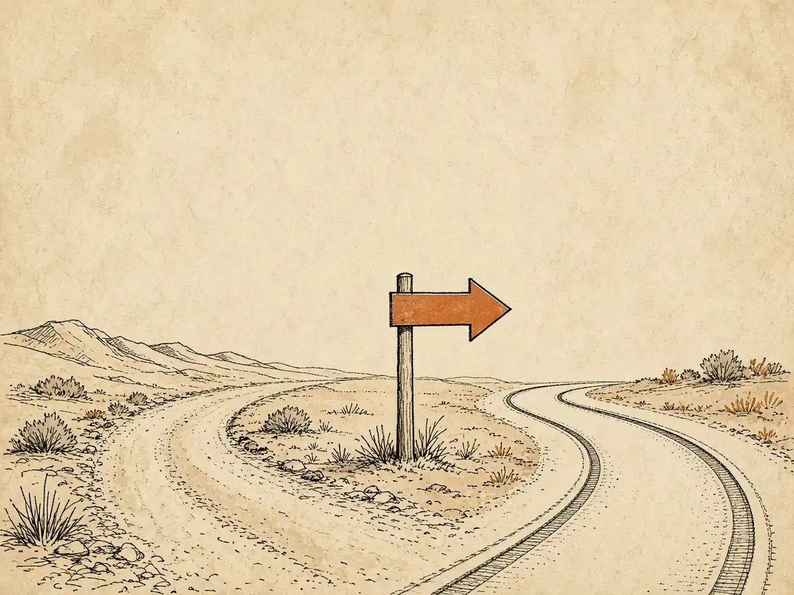 An old road curving into a new one, illustrating a 301 redirect